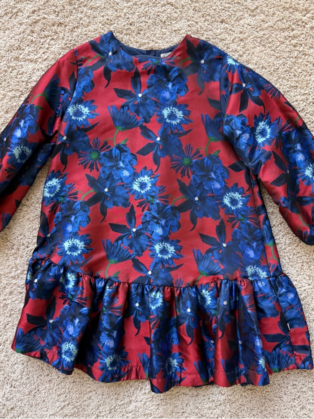 Molo Red Dress with Bold Blue Floral Print